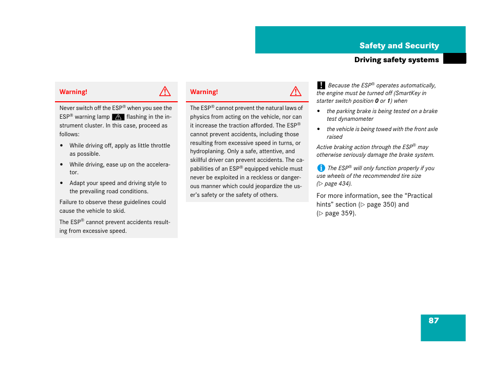87 safety and security | Mercedes-Benz SLK-Class 2007 Owners Manual User Manual | Page 88 / 473