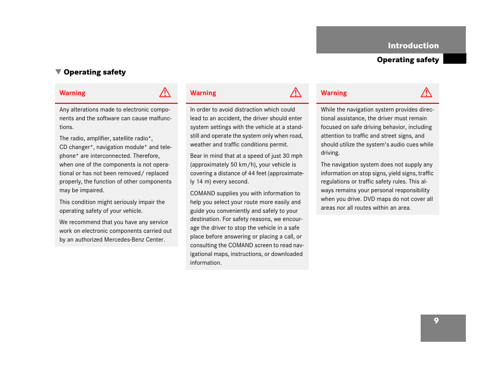 Operating safety | Mercedes-Benz SLK-Class 2007 COMAND Manual User Manual | Page 10 / 187