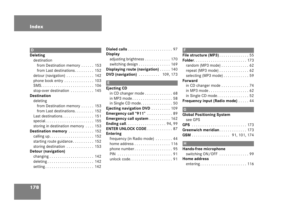 Mercedes-Benz SLK-Class 2007 COMAND Manual User Manual | Page 179 / 187