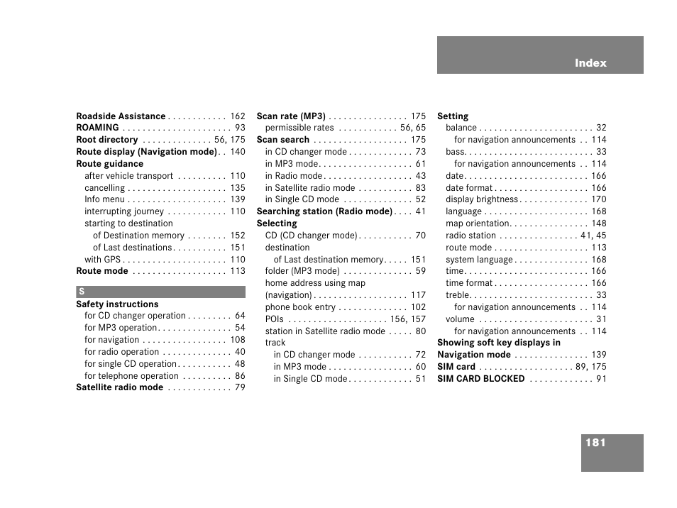 Mercedes-Benz SLK-Class 2007 COMAND Manual User Manual | Page 182 / 187