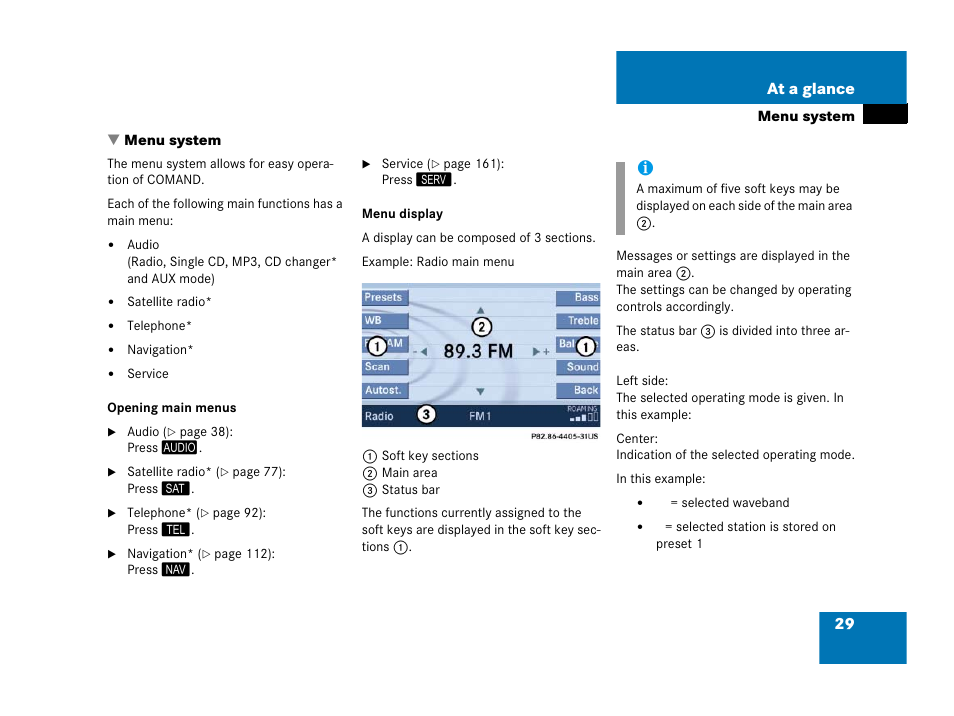 Menu system | Mercedes-Benz SLK-Class 2007 COMAND Manual User Manual | Page 30 / 187