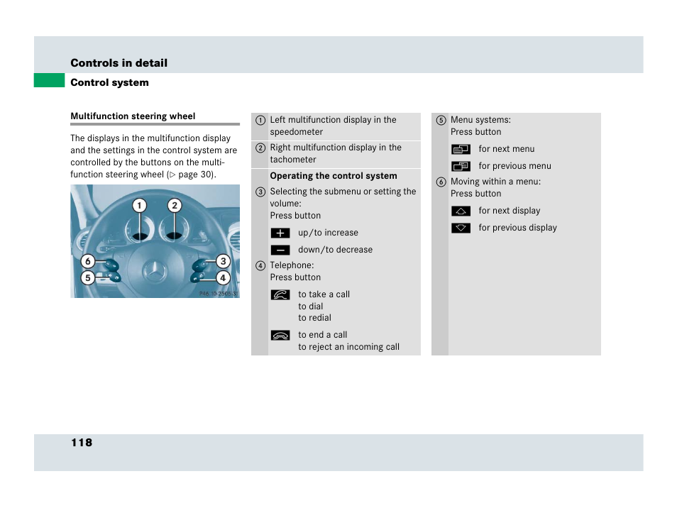 Multifunction steering wheel | Mercedes-Benz SLR-Class 2007 User Manual | Page 119 / 425