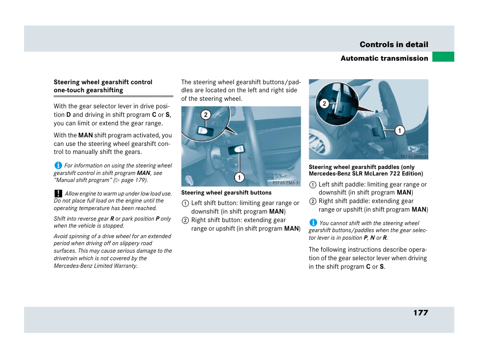 Mercedes-Benz SLR-Class 2007 User Manual | Page 178 / 425