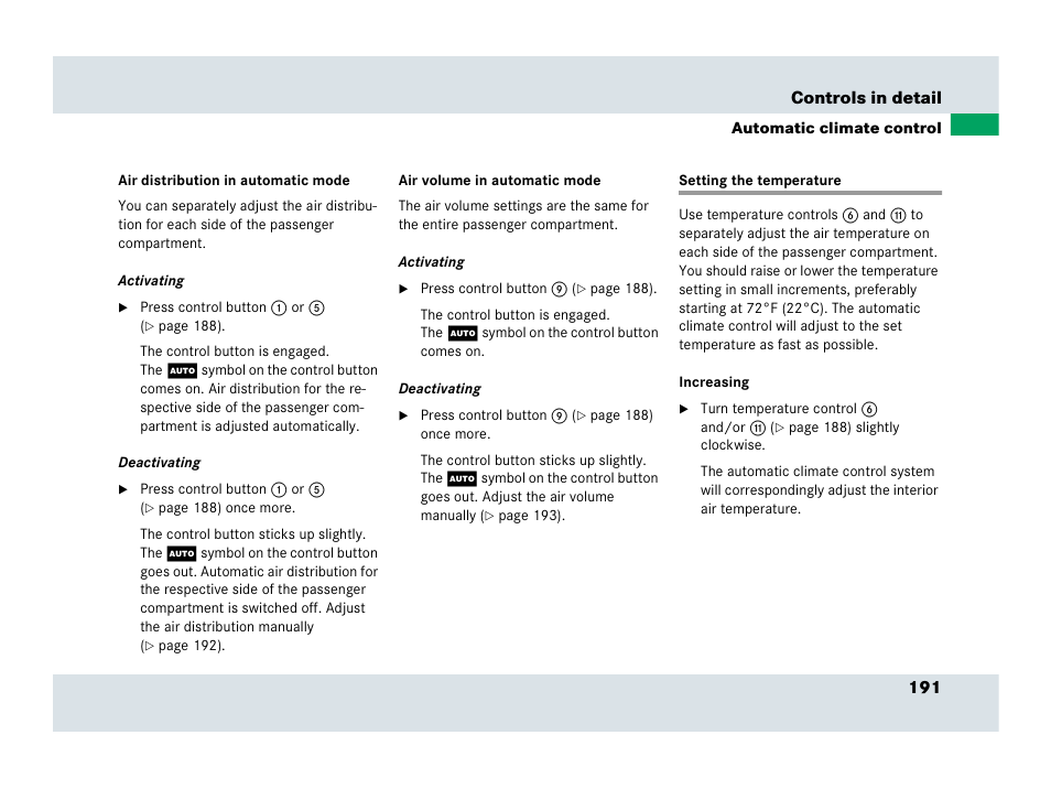 Setting the temperature | Mercedes-Benz SLR-Class 2007 User Manual | Page 192 / 425