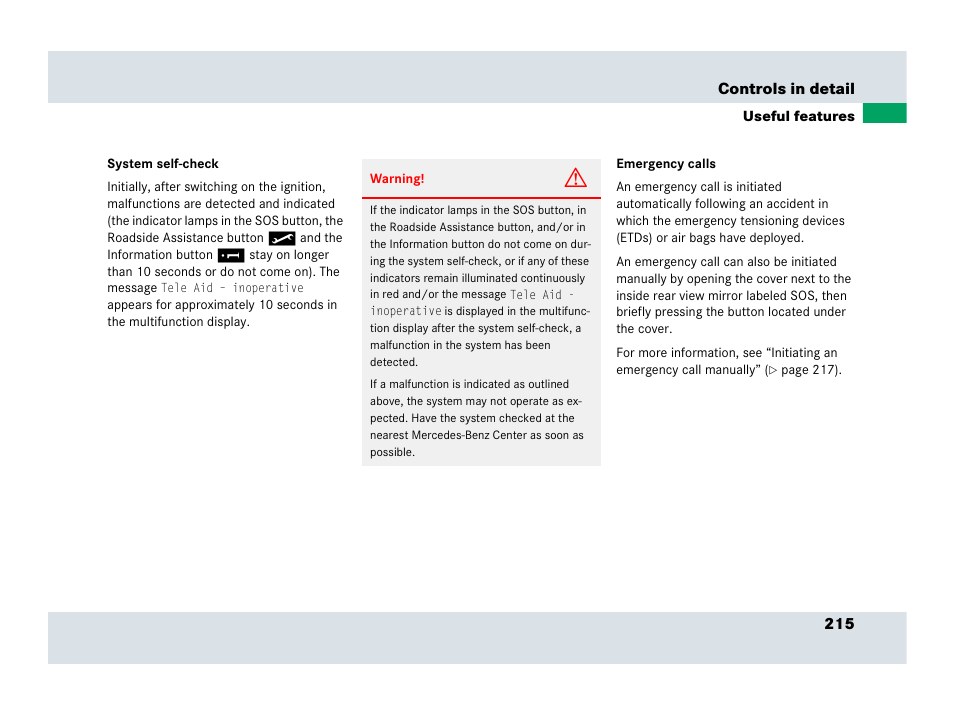Mercedes-Benz SLR-Class 2007 User Manual | Page 216 / 425
