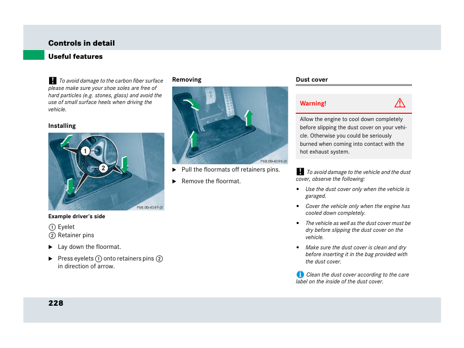 Dust cover | Mercedes-Benz SLR-Class 2007 User Manual | Page 229 / 425