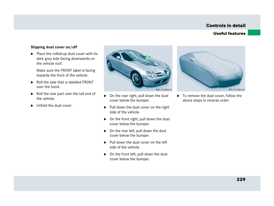 229 controls in detail | Mercedes-Benz SLR-Class 2007 User Manual | Page 230 / 425