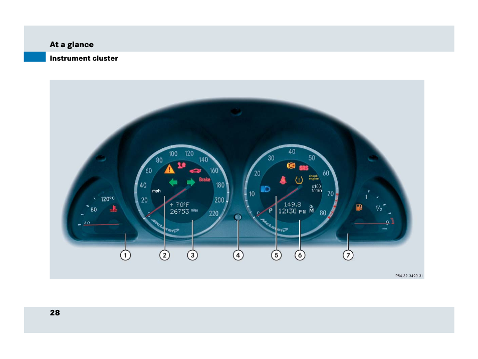 Instrument cluster | Mercedes-Benz SLR-Class 2007 User Manual | Page 29 / 425