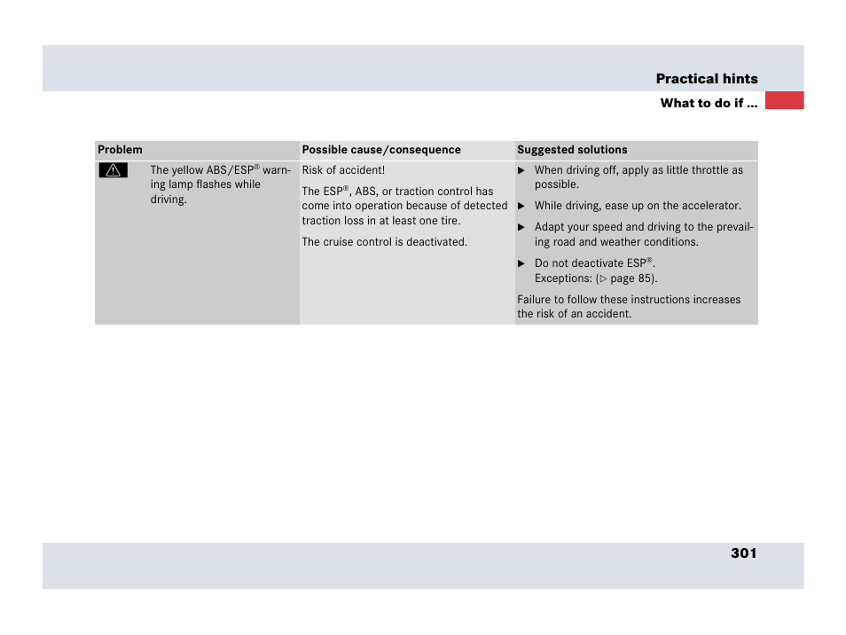 301 practical hints | Mercedes-Benz SLR-Class 2007 User Manual | Page 302 / 425