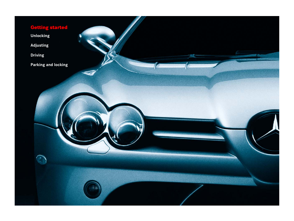 Getting started | Mercedes-Benz SLR-Class 2007 User Manual | Page 37 / 425