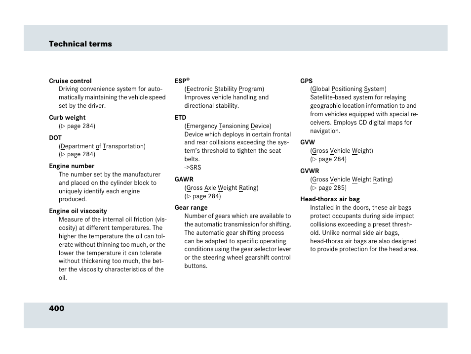 Mercedes-Benz SLR-Class 2007 User Manual | Page 401 / 425