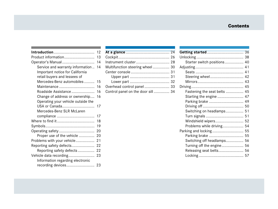 Mercedes-Benz SLR-Class 2007 User Manual | Page 8 / 425