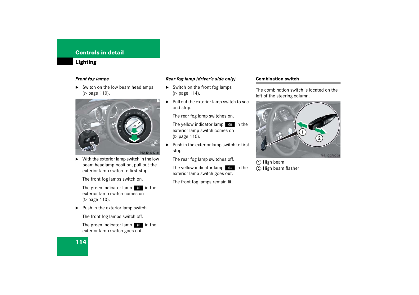 Combination switch | Mercedes-Benz SLK-Class 2006 Owners Manual User Manual | Page 115 / 481