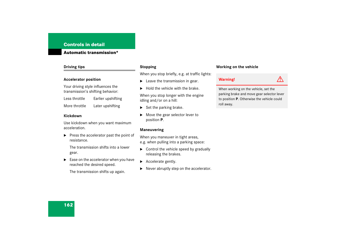 Driving tips | Mercedes-Benz SLK-Class 2006 Owners Manual User Manual | Page 163 / 481
