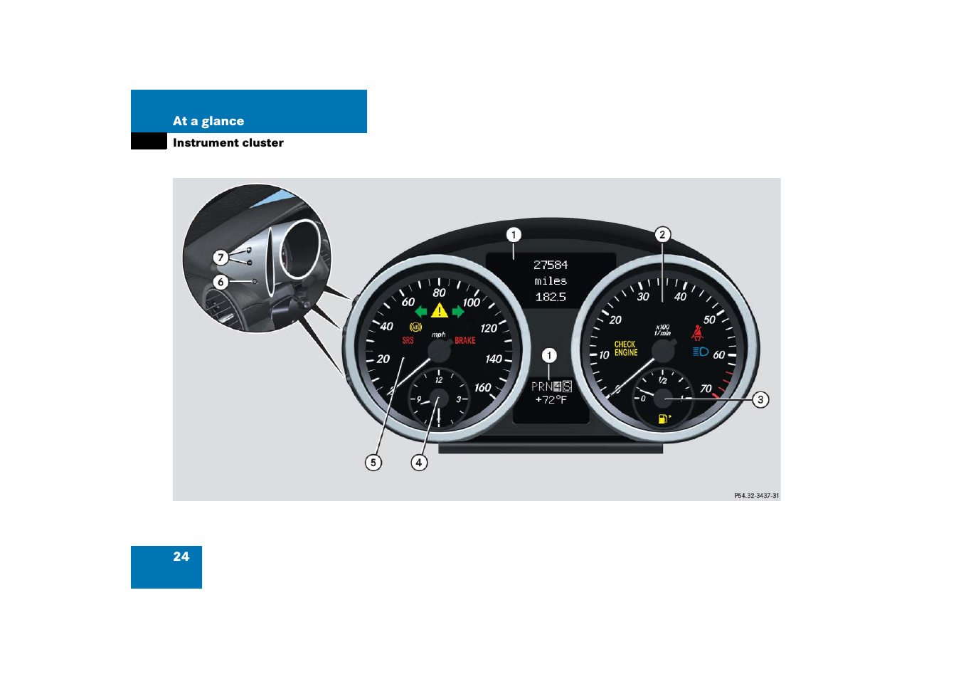Instrument cluster:overview, Instrument cluster | Mercedes-Benz SLK-Class 2006 Owners Manual User Manual | Page 25 / 481