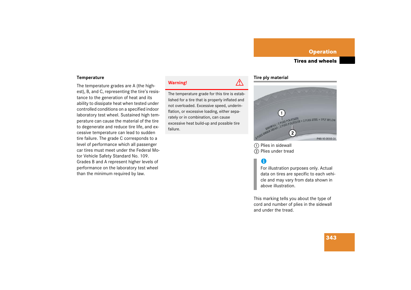 Tire ply material | Mercedes-Benz SLK-Class 2006 Owners Manual User Manual | Page 344 / 481