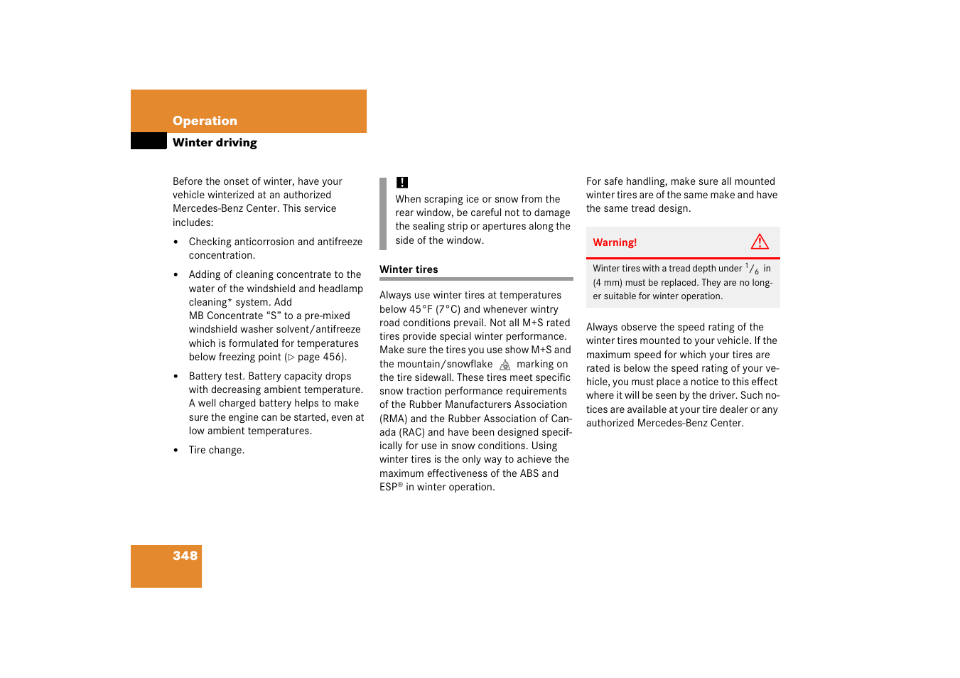 Winter driving, Winter driving:tires, Winter tires | Mercedes-Benz SLK-Class 2006 Owners Manual User Manual | Page 349 / 481