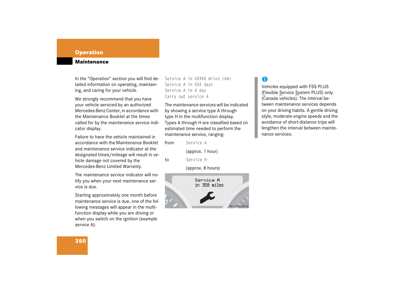 Service system:maintenance service indicator, Maintenance | Mercedes-Benz SLK-Class 2006 Owners Manual User Manual | Page 351 / 481