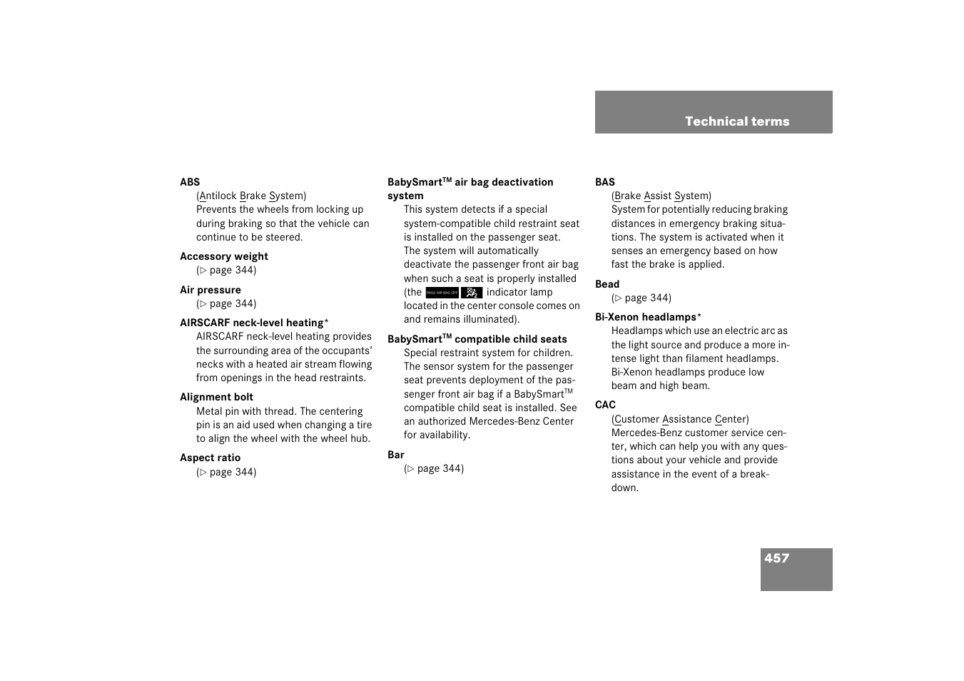 Technical terms | Mercedes-Benz SLK-Class 2006 Owners Manual User Manual | Page 458 / 481