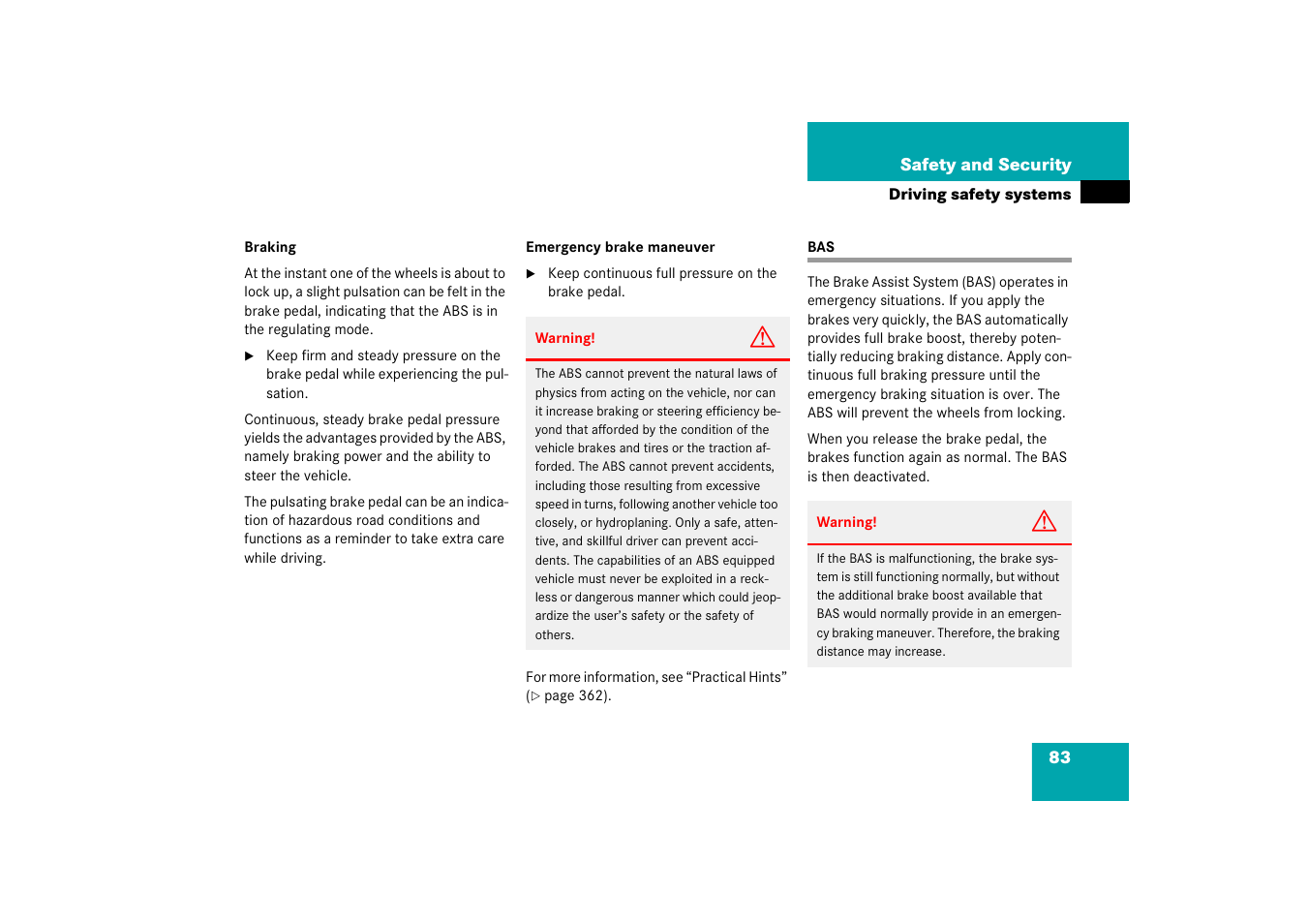 Driving safety systems:bas | Mercedes-Benz SLK-Class 2006 Owners Manual User Manual | Page 84 / 481