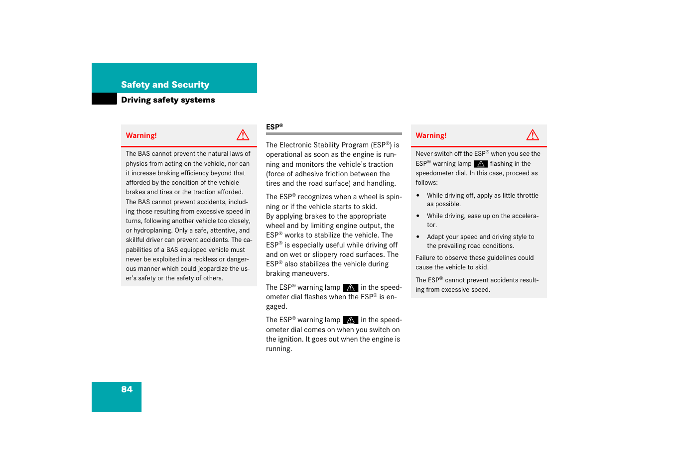 Driving safety systems:esp | Mercedes-Benz SLK-Class 2006 Owners Manual User Manual | Page 85 / 481