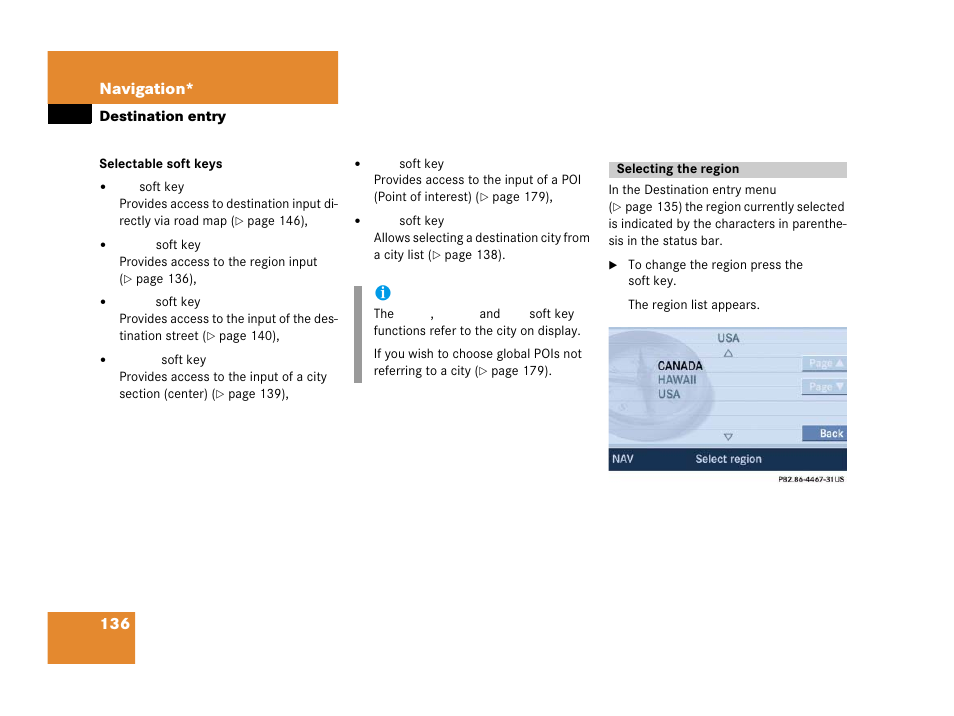 136 navigation | Mercedes-Benz SLK-Class 2006 COMAND Manual User Manual | Page 137 / 213