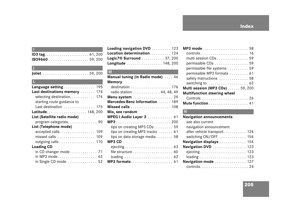 Mercedes-Benz SLK-Class 2006 COMAND Manual User Manual | Page 206 / 213