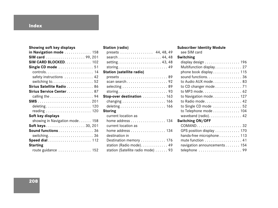 Mercedes-Benz SLK-Class 2006 COMAND Manual User Manual | Page 209 / 213