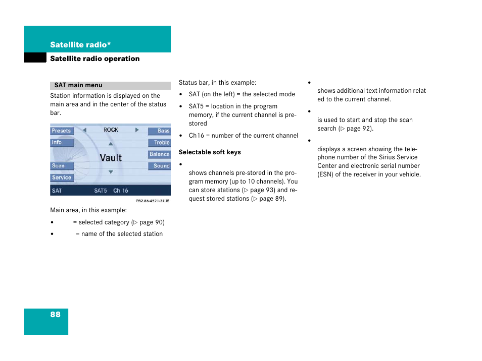 88 satellite radio | Mercedes-Benz SLK-Class 2006 COMAND Manual User Manual | Page 89 / 213