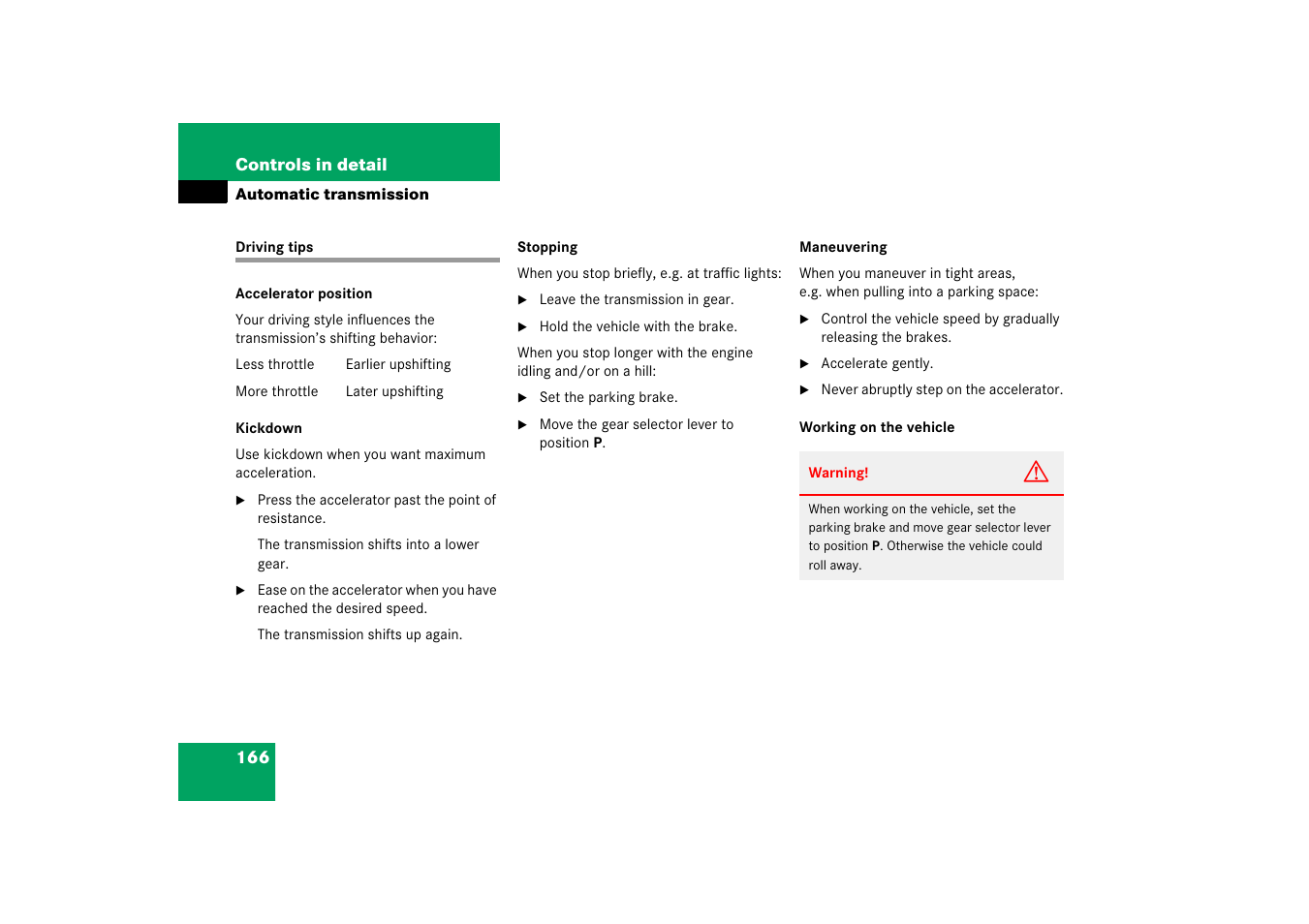 Driving tips | Mercedes-Benz SL-Class 2006 Owners Manual User Manual | Page 167 / 480