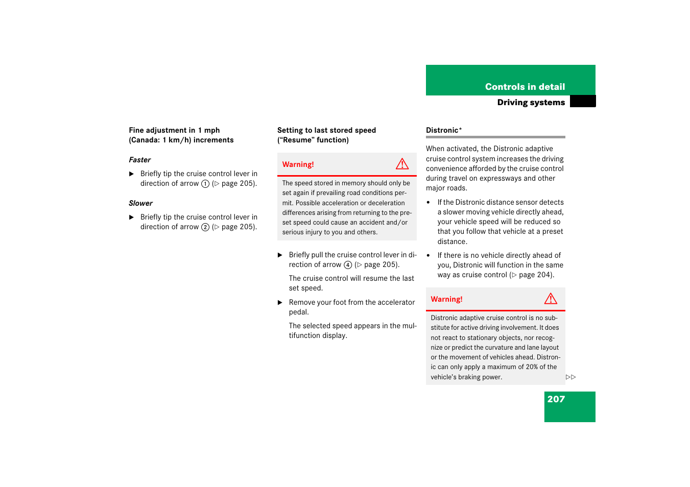 Distronic | Mercedes-Benz SL-Class 2006 Owners Manual User Manual | Page 208 / 480