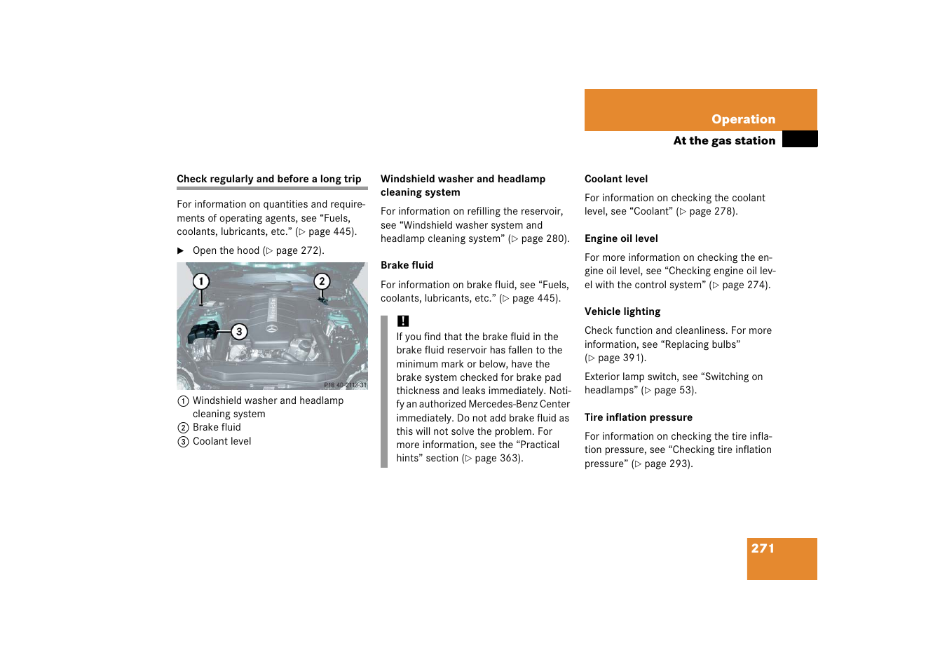 Regular checks, Check regularly and before a long trip | Mercedes-Benz SL-Class 2006 Owners Manual User Manual | Page 272 / 480