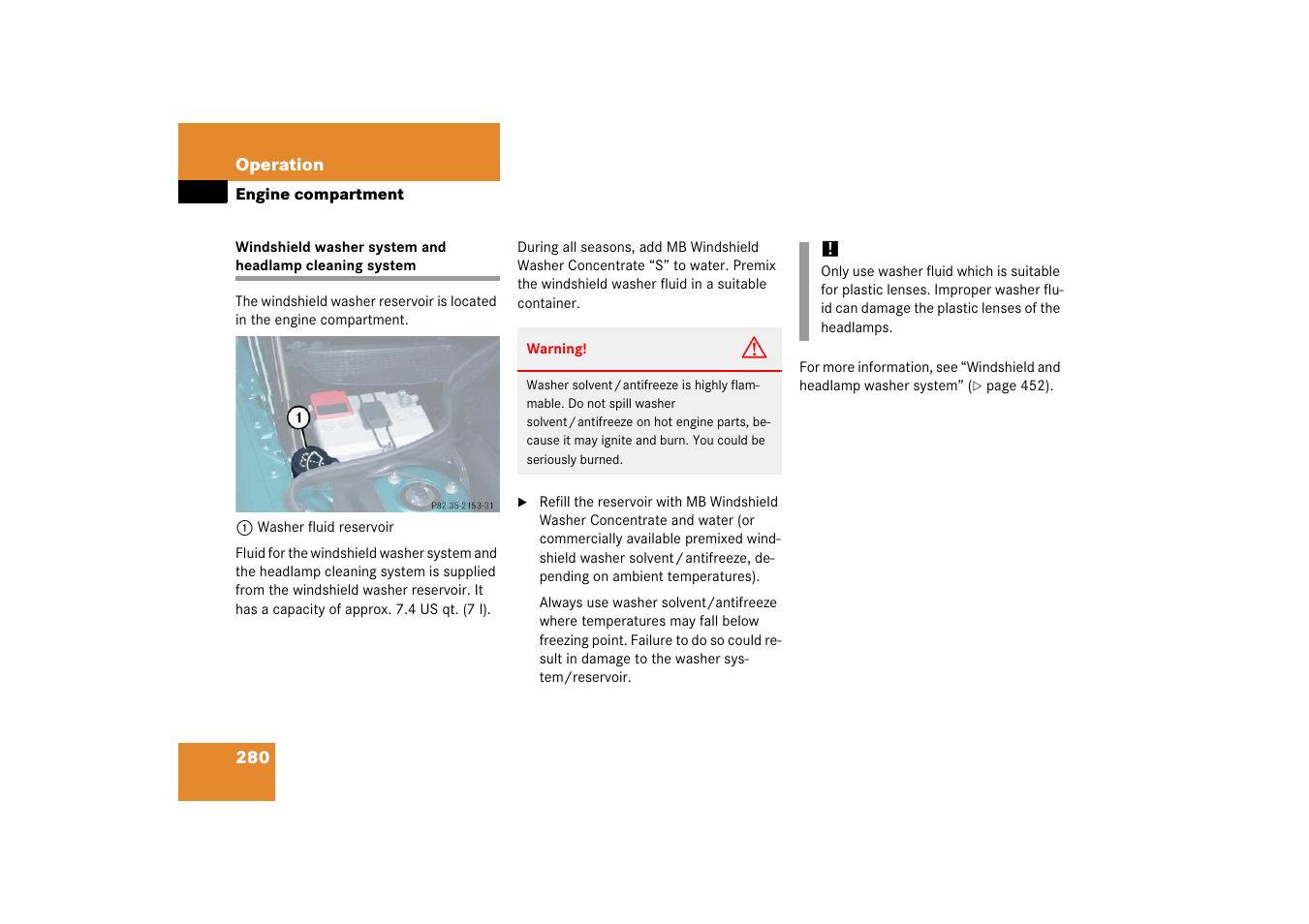 Windshield:washer system | Mercedes-Benz SL-Class 2006 Owners Manual User Manual | Page 281 / 480