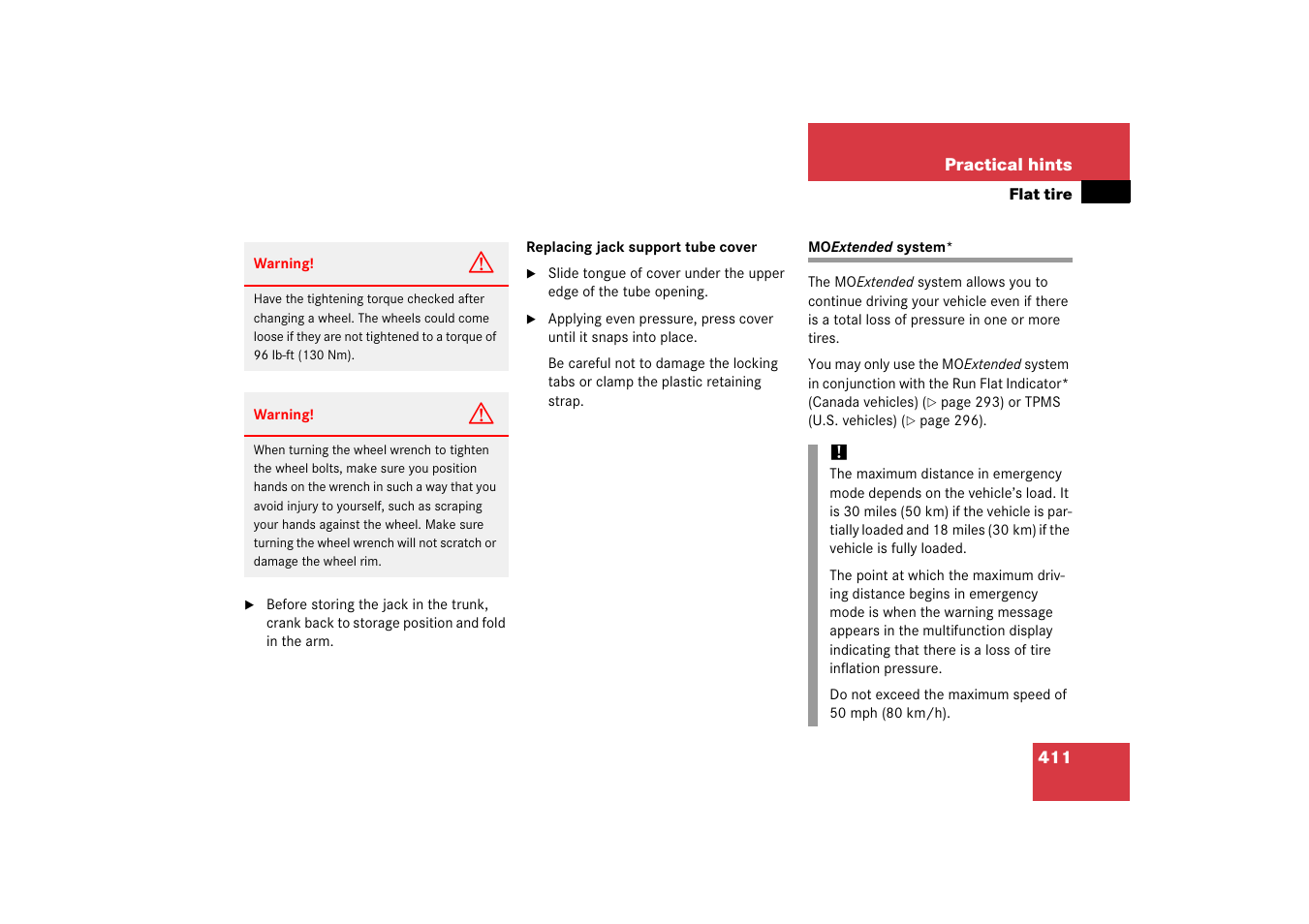 Mo<v-italic>extended<default para font> system, Mo ex | Mercedes-Benz SL-Class 2006 Owners Manual User Manual | Page 412 / 480