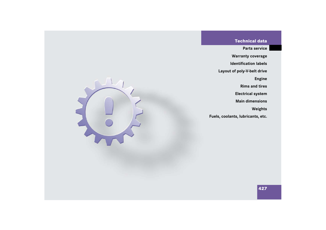 Technical data | Mercedes-Benz SL-Class 2006 Owners Manual User Manual | Page 428 / 480