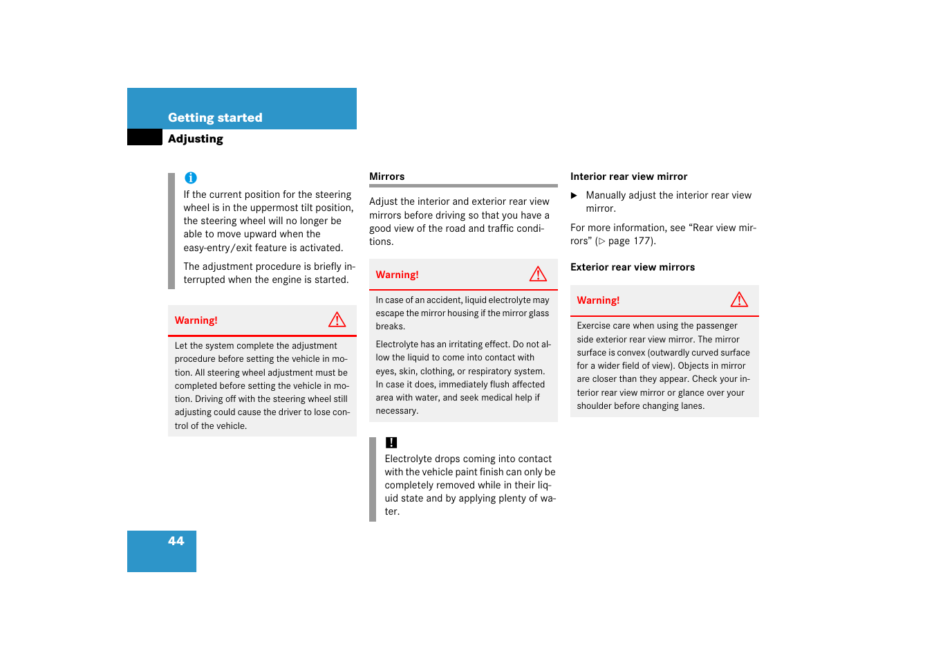 Mirrors | Mercedes-Benz SL-Class 2006 Owners Manual User Manual | Page 45 / 480