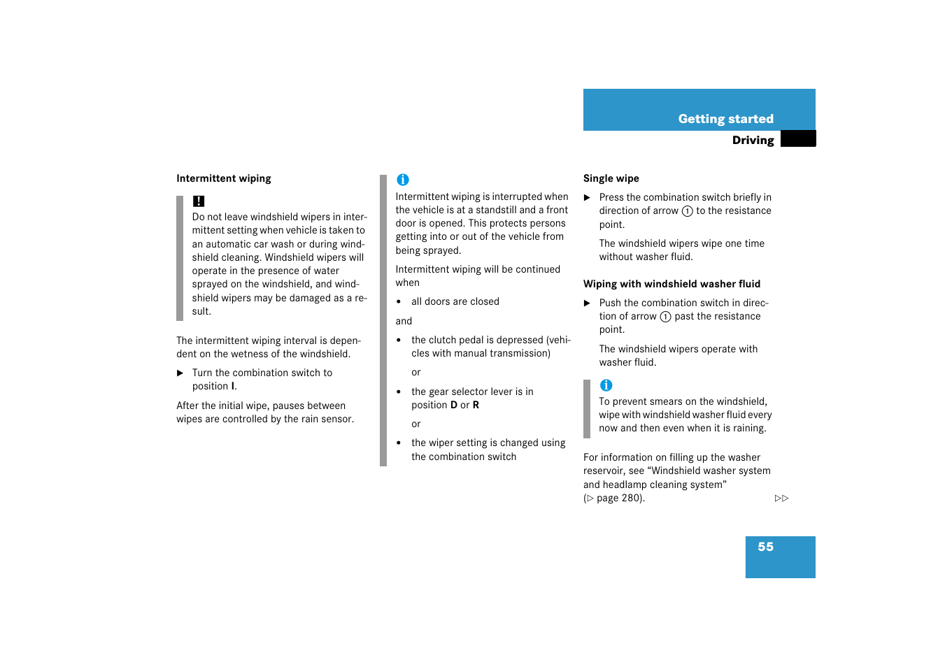 Washer fluid | Mercedes-Benz SL-Class 2006 Owners Manual User Manual | Page 56 / 480