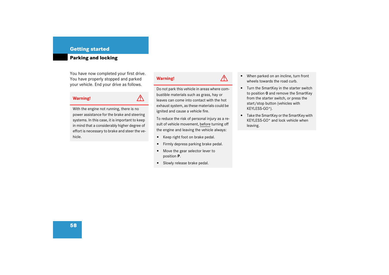 Locking, Parking and locking | Mercedes-Benz SL-Class 2006 Owners Manual User Manual | Page 59 / 480