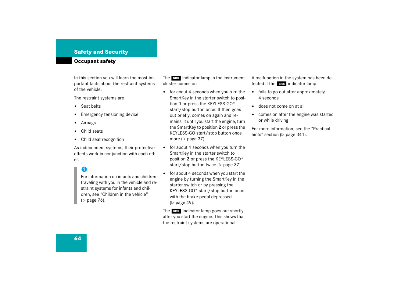 Occupant safety | Mercedes-Benz SL-Class 2006 Owners Manual User Manual | Page 65 / 480