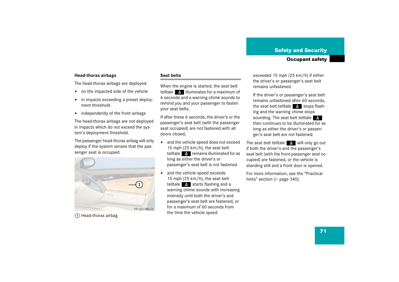 Seat belts | Mercedes-Benz SL-Class 2006 Owners Manual User Manual | Page 72 / 480