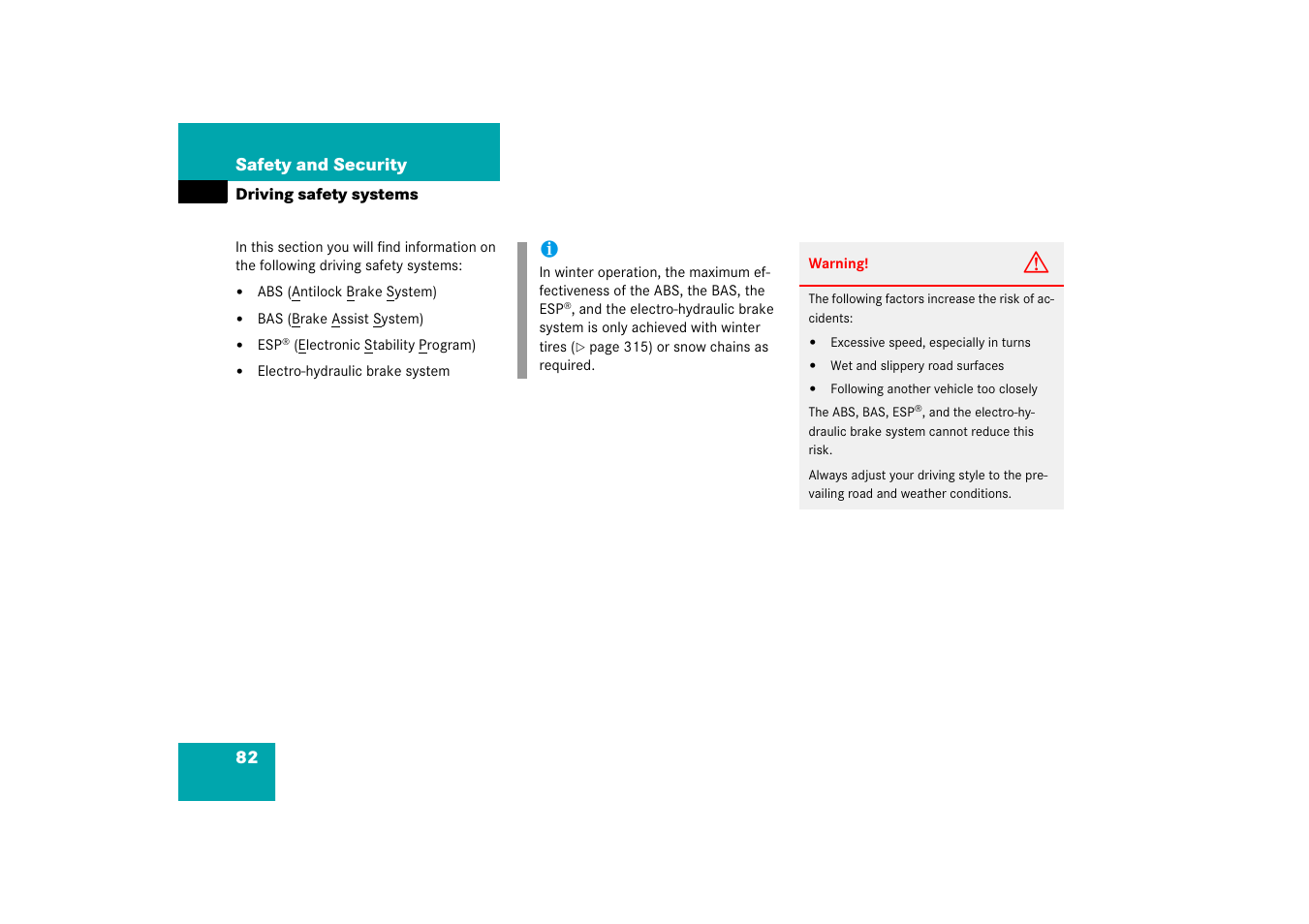 Driving safety systems | Mercedes-Benz SL-Class 2006 Owners Manual User Manual | Page 83 / 480