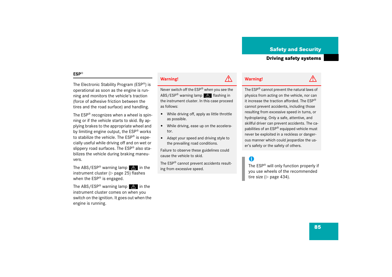 Driving safety systems:esp | Mercedes-Benz SL-Class 2006 Owners Manual User Manual | Page 86 / 480