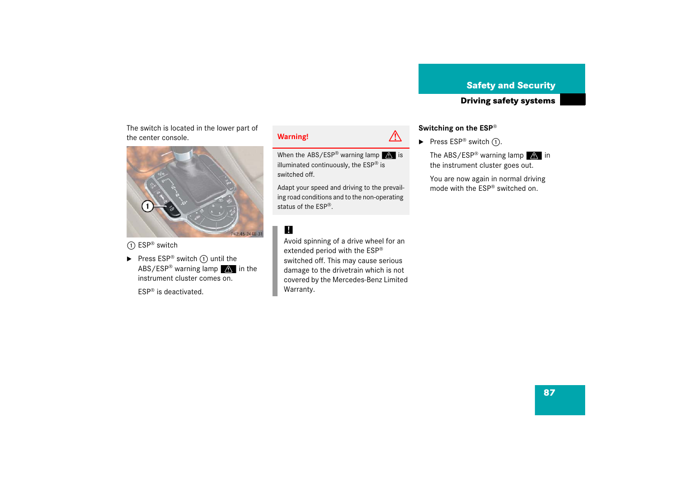 Mercedes-Benz SL-Class 2006 Owners Manual User Manual | Page 88 / 480