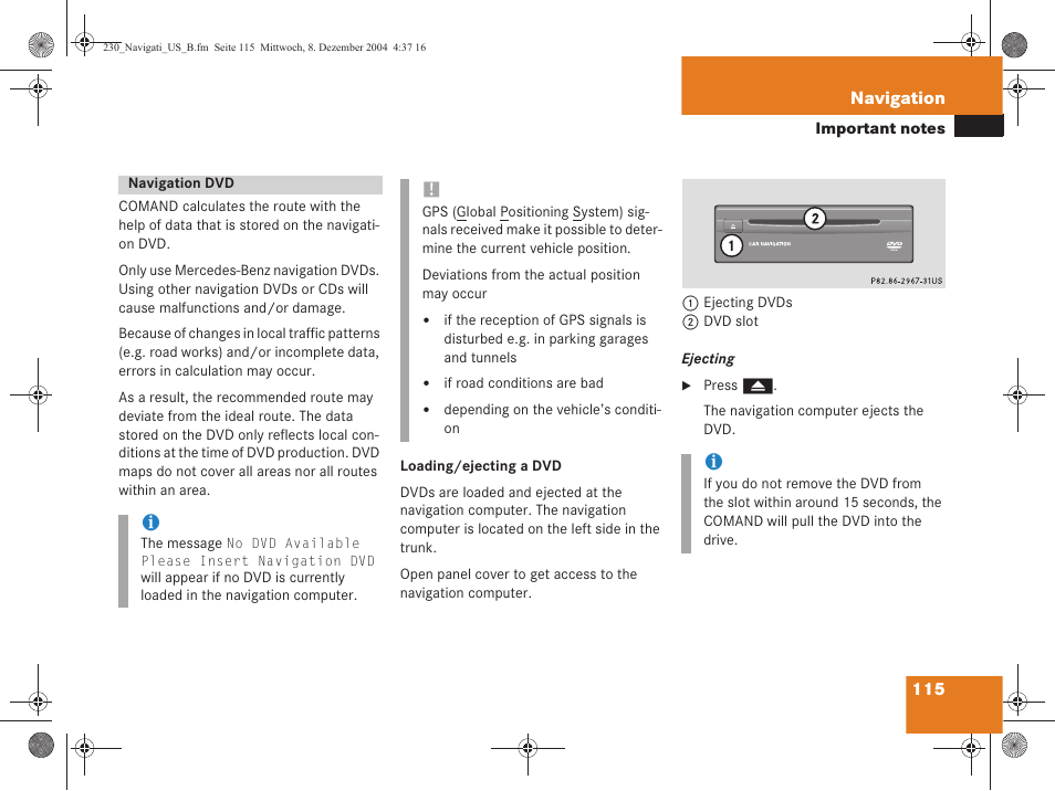 Mercedes-Benz SL-Class 2006 COMAND Manual User Manual | Page 117 / 226