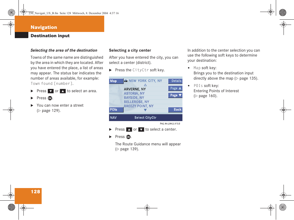 128 navigation | Mercedes-Benz SL-Class 2006 COMAND Manual User Manual | Page 130 / 226