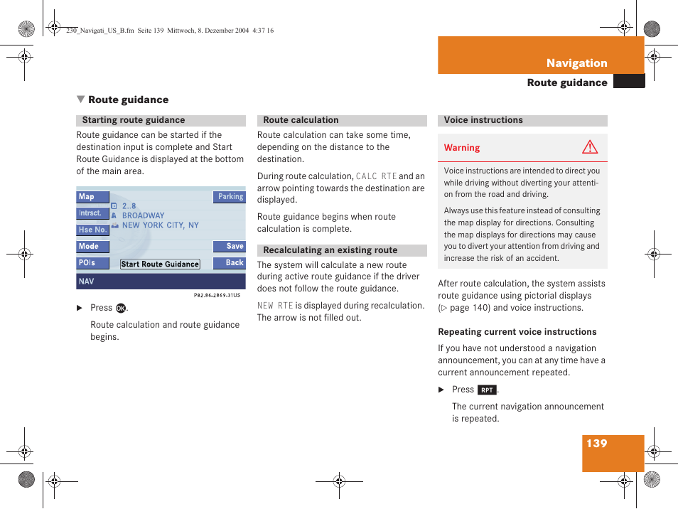 Mercedes-Benz SL-Class 2006 COMAND Manual User Manual | Page 141 / 226
