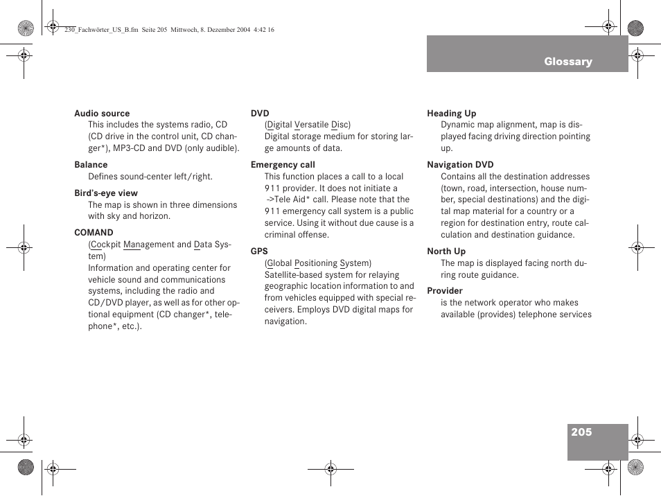 Mercedes-Benz SL-Class 2006 COMAND Manual User Manual | Page 207 / 226