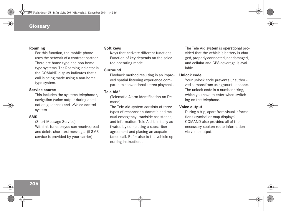 Mercedes-Benz SL-Class 2006 COMAND Manual User Manual | Page 208 / 226
