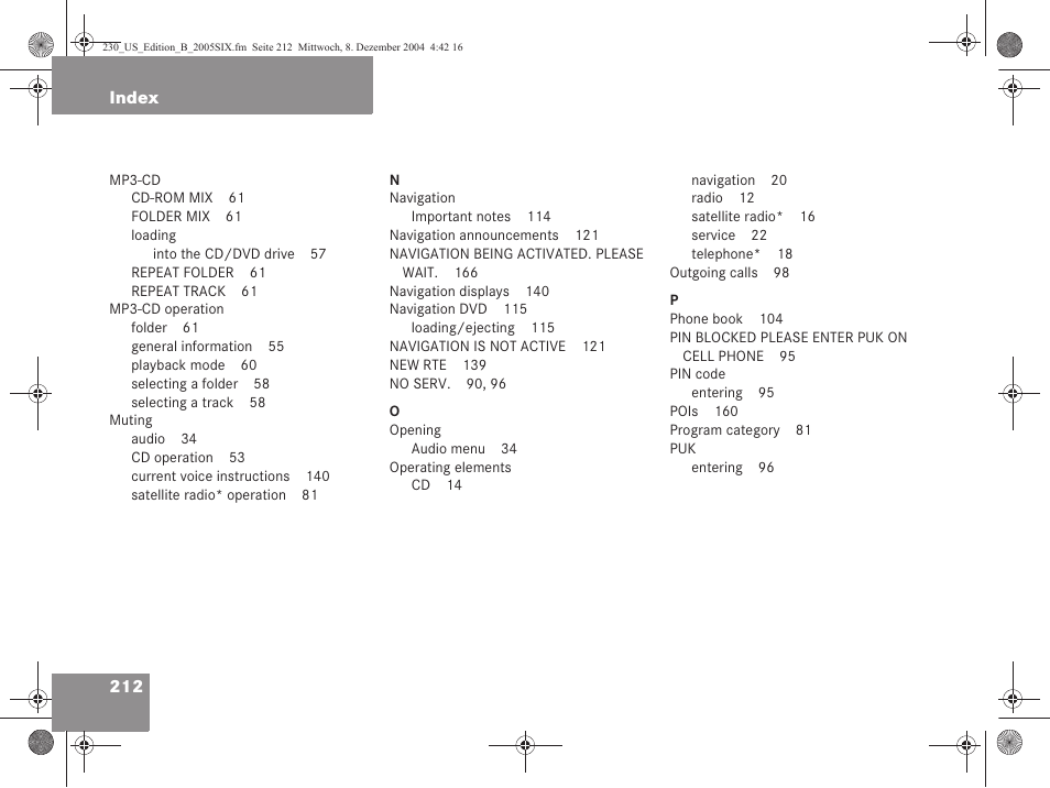 Mercedes-Benz SL-Class 2006 COMAND Manual User Manual | Page 214 / 226