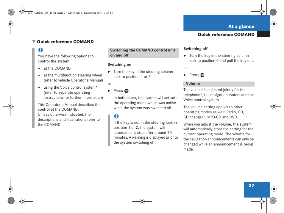 Mercedes-Benz SL-Class 2006 COMAND Manual User Manual | Page 29 / 226